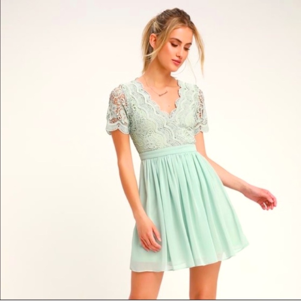 Mint Green Lulu’s skater dress size L EUC